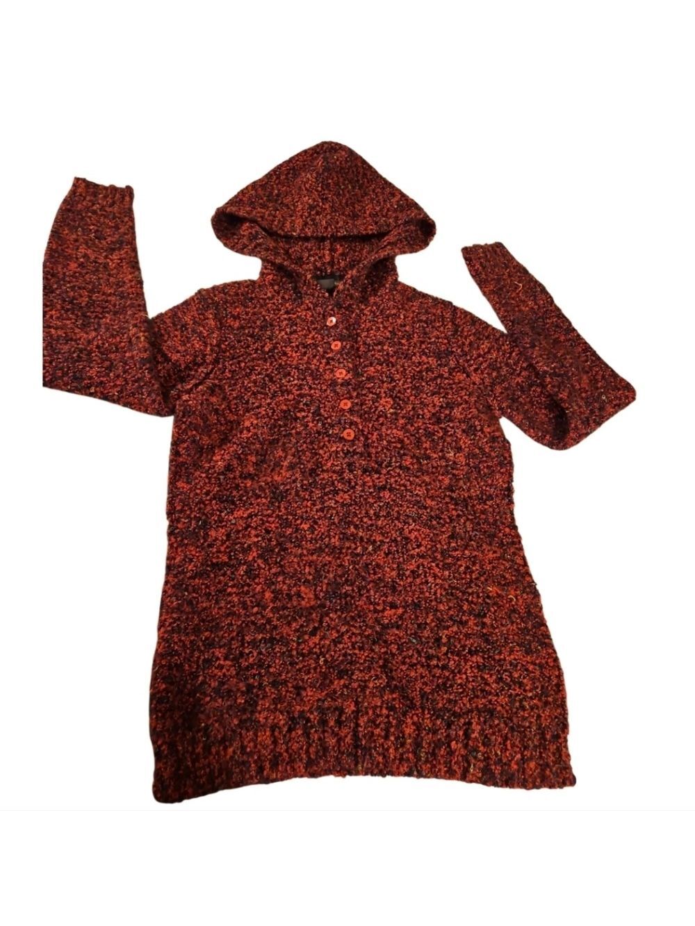 Royal Robbins XS Cozy Hooded Knit Sweater in Red and Black Acrylic Blend - Picture 1 of 5
